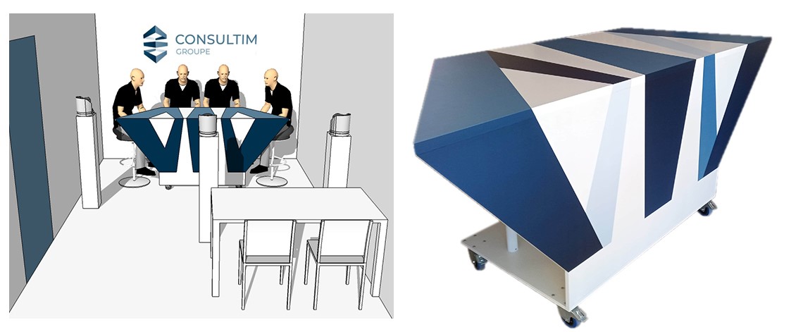 fabrication d'une table pour webTV - scénomob, agence de scénographie événementielle et audiovisuelle